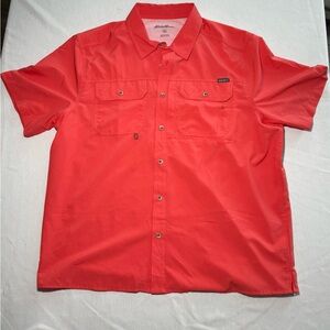 Eddie Bauer Shirt Men's XL Short Sleeve Moisture Wicking Woven Tech Cayenne
